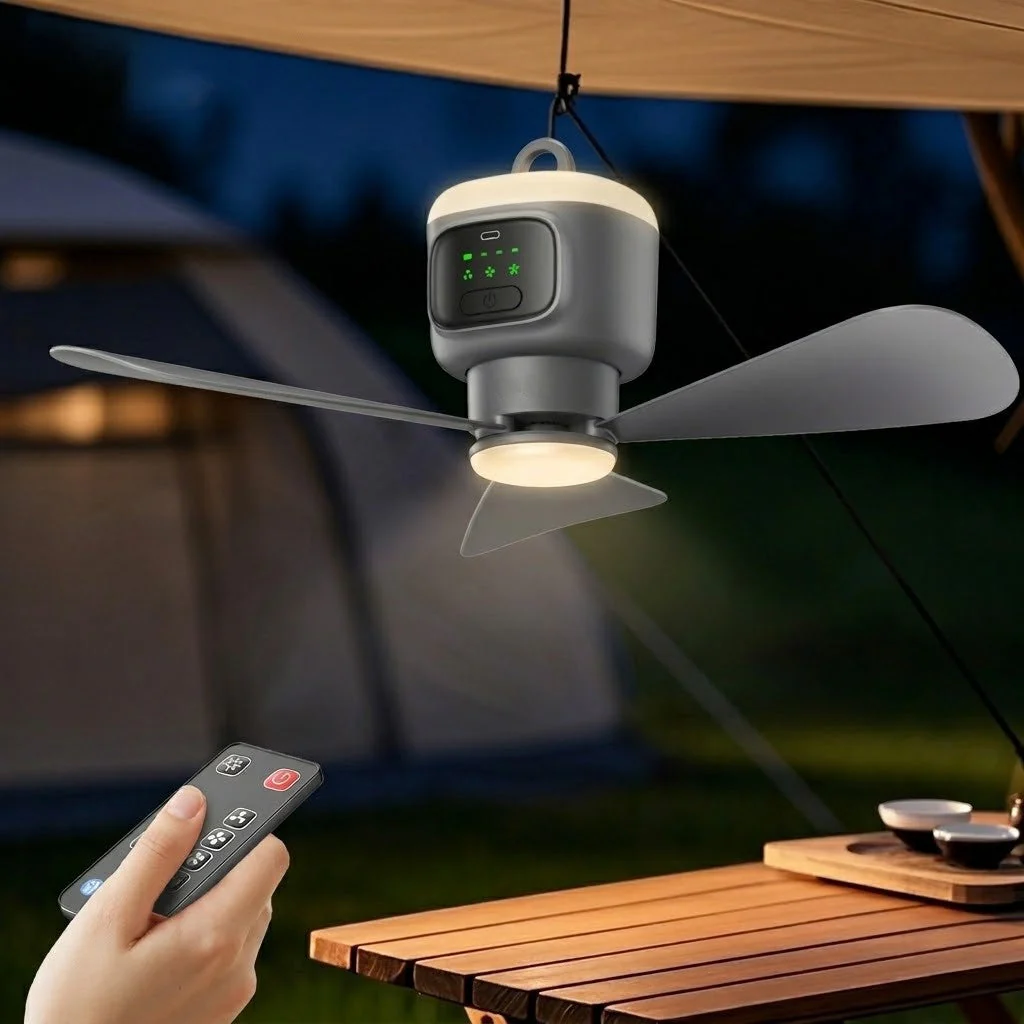 Home Cool Portable Rechargeable RC Hanging Fan Lamp - Image 1