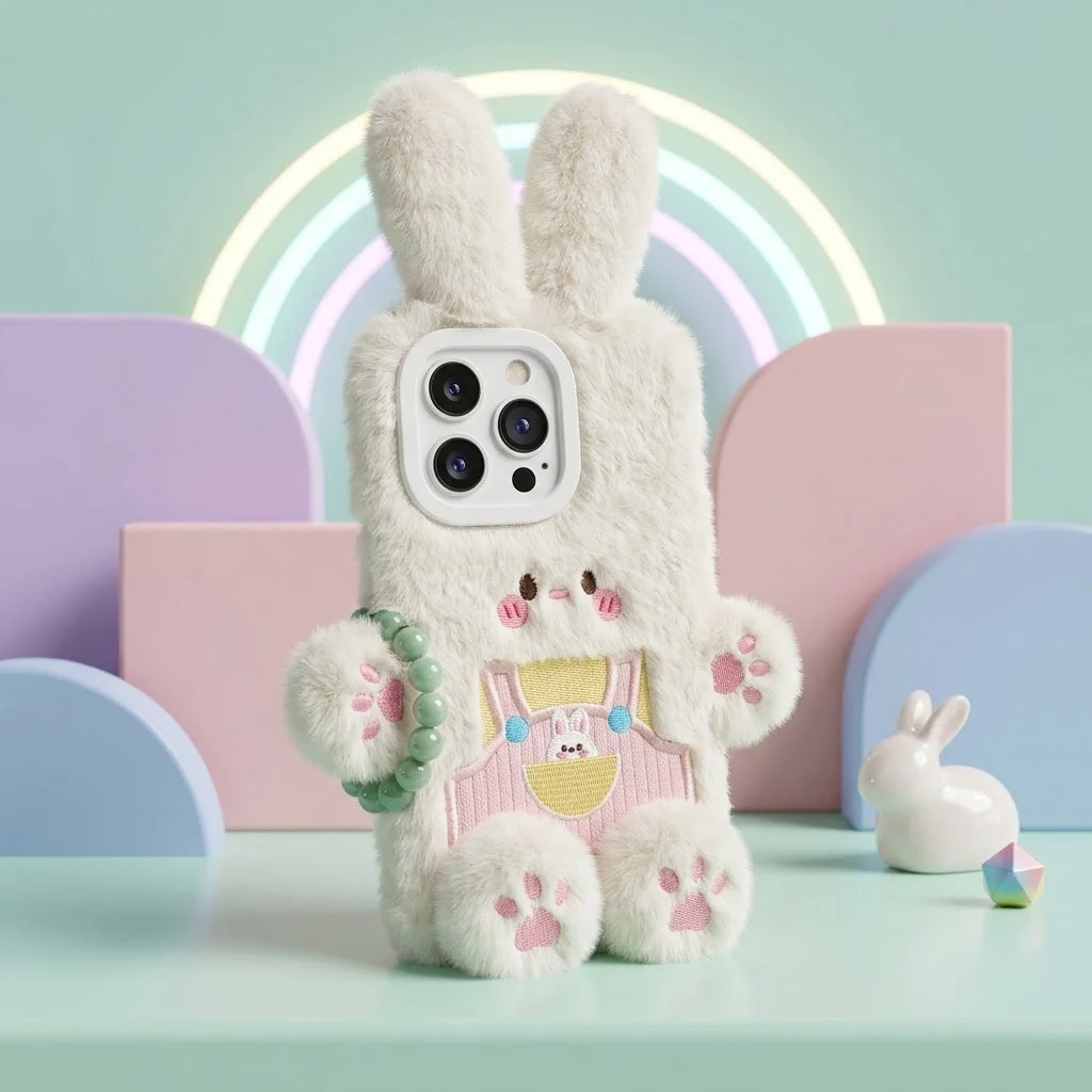 3D Cartoon Fluffy Bunny Cute iPhone Case - Image 2