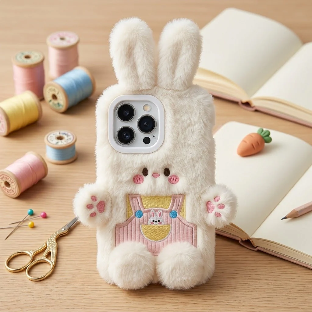 3D Cartoon Fluffy Bunny Cute iPhone Case - Image 3