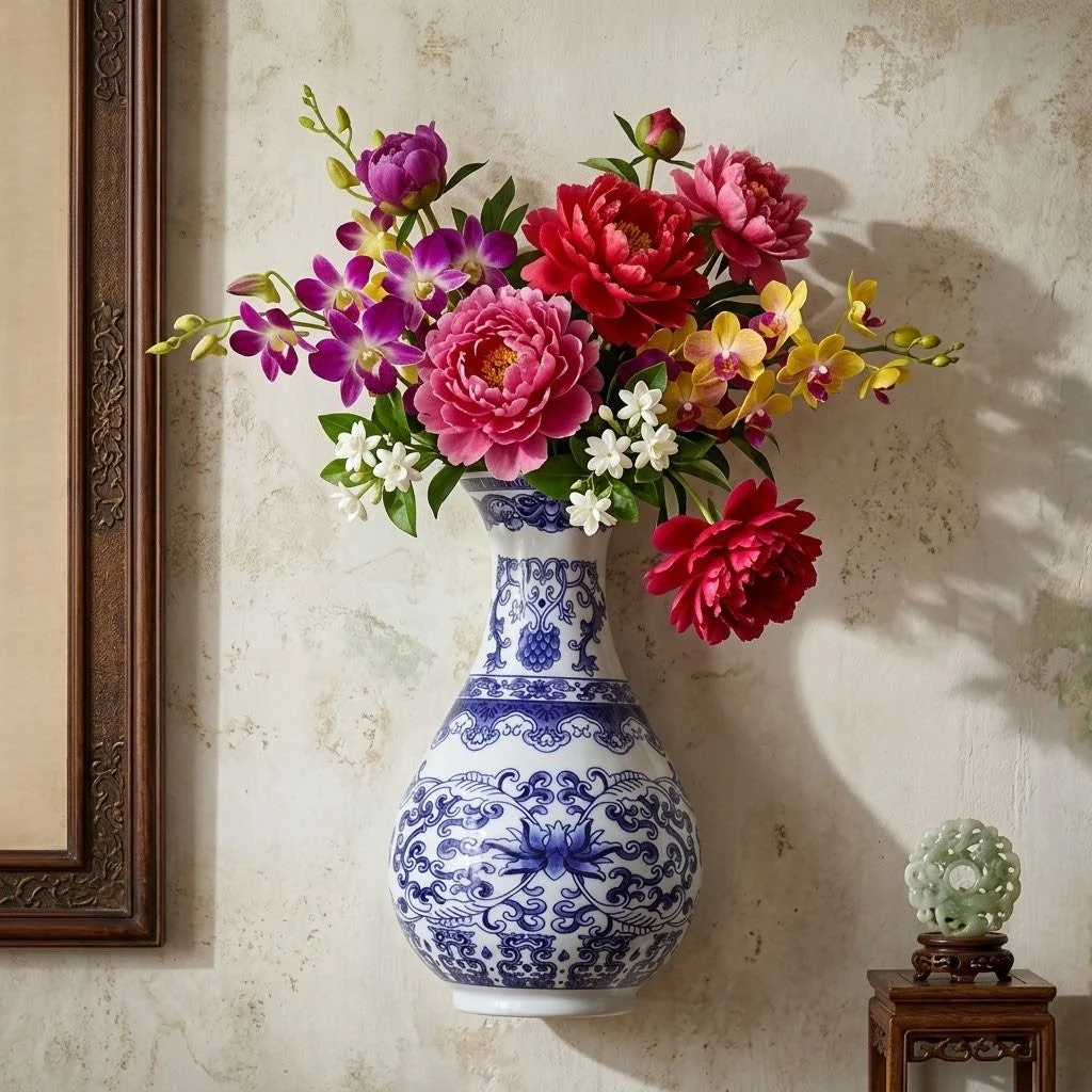Vasello Blue Decorative Wall Mounted Vase - Image 1