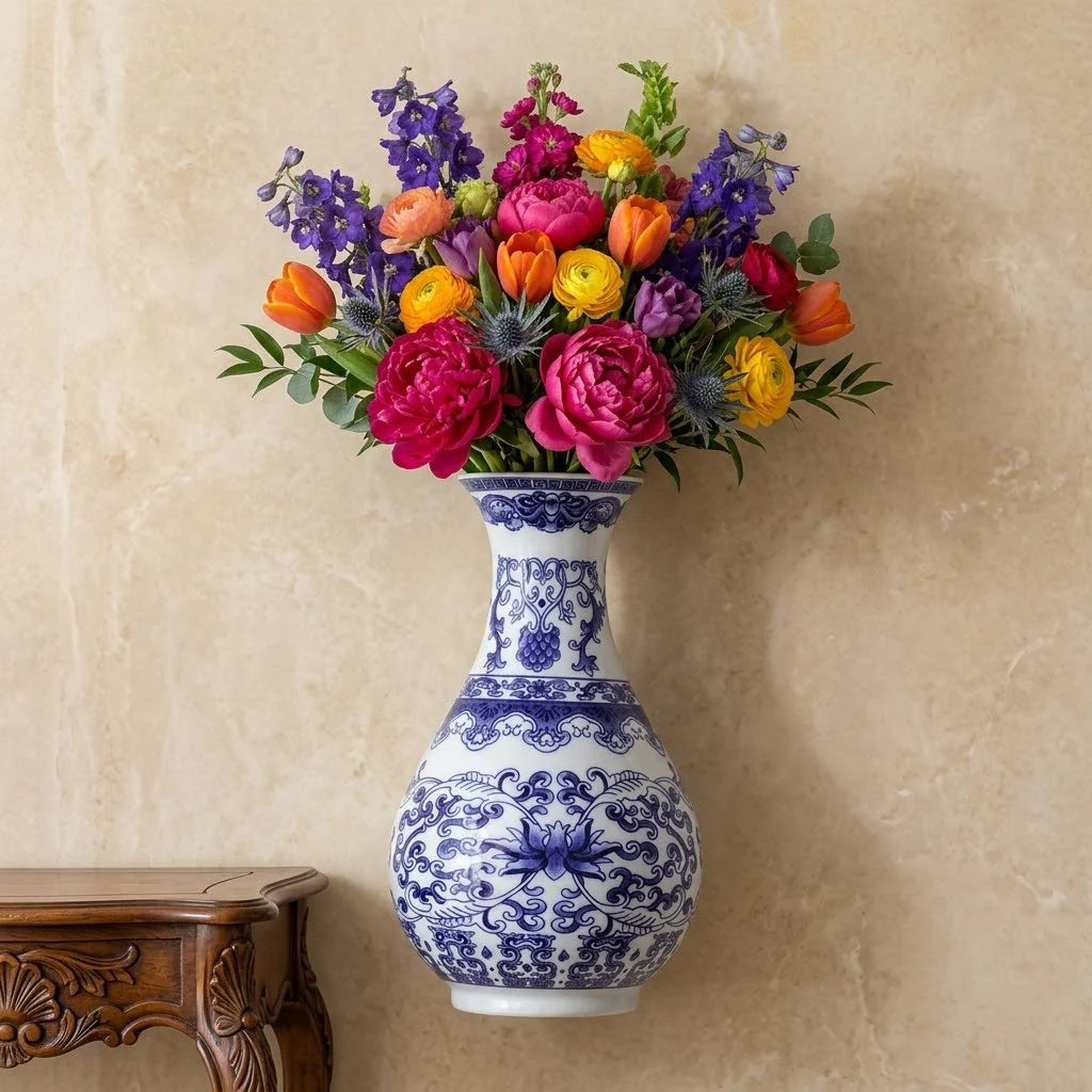 Vasello Blue Decorative Wall Mounted Vase - Image 3