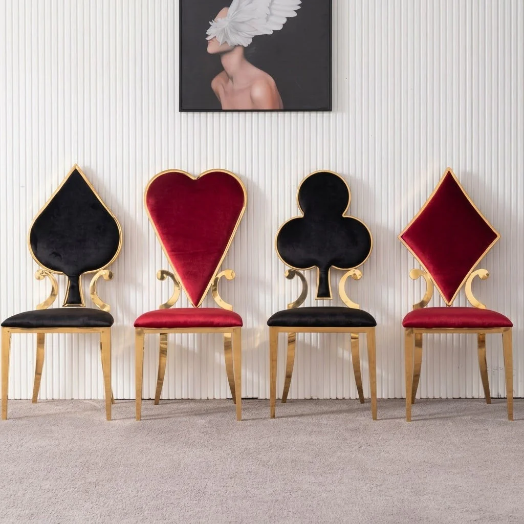 Luxury Stainless Steel Game Cards Dining Chair - Image 1