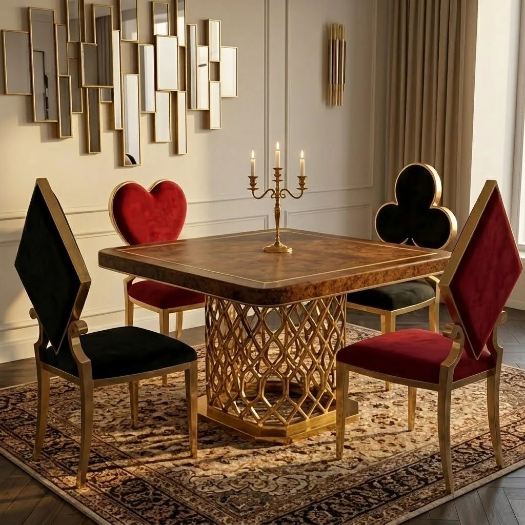 Luxury Stainless Steel Game Cards Dining Chair - Image 2