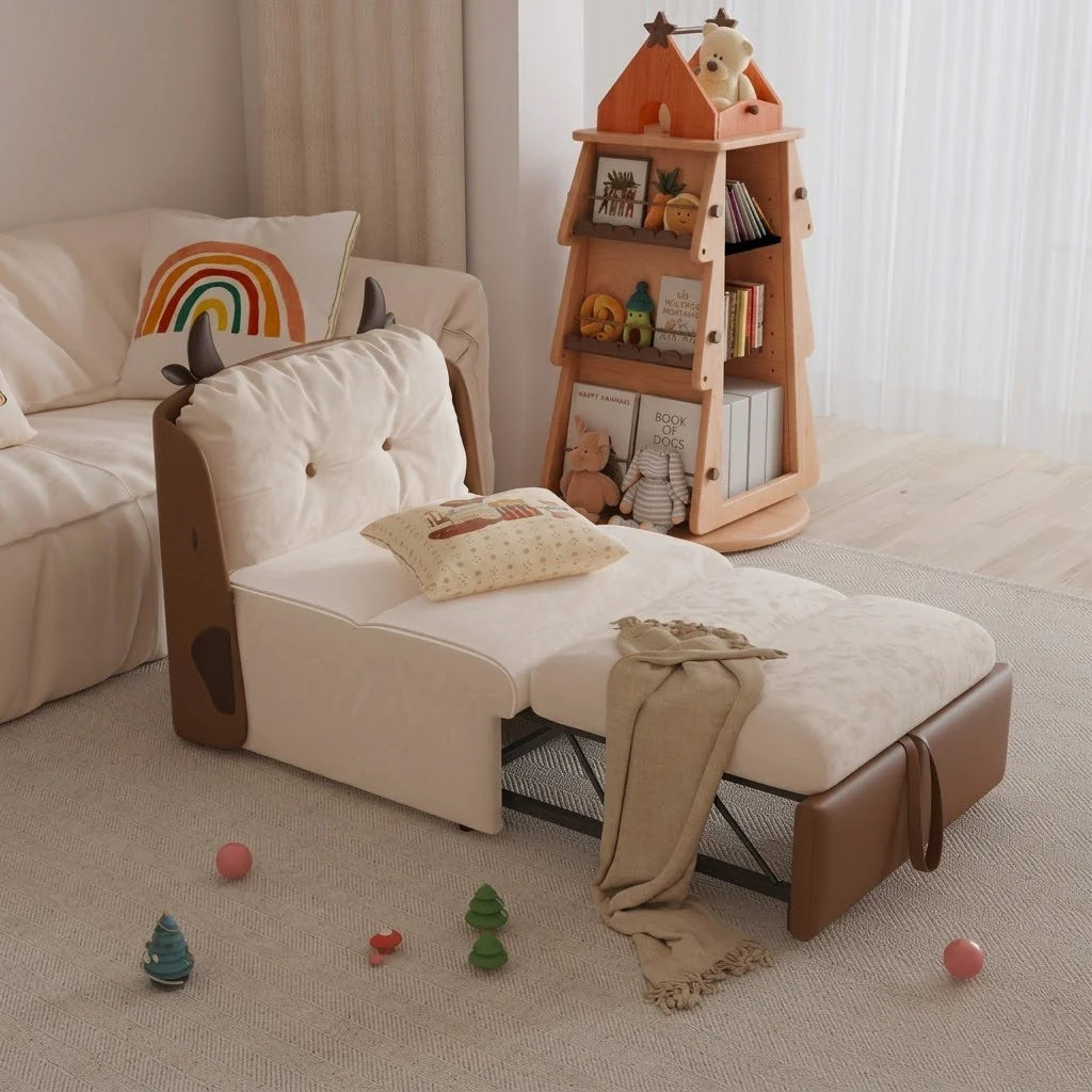 DairyDream Cute Tufted Convertible Lounge Sofa Bed - Image 3
