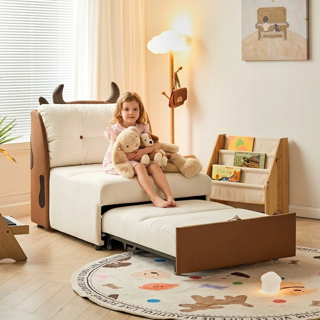 DairyDream Cute Tufted Convertible Lounge Sofa Bed - Image 2