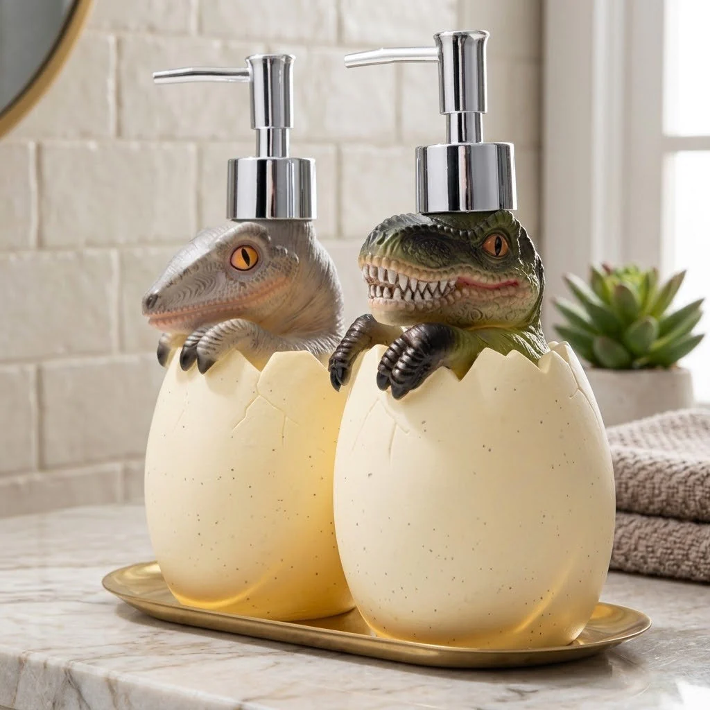 Cartoon Dinosaur Egg Refillable Soap Dispenser - Image 2