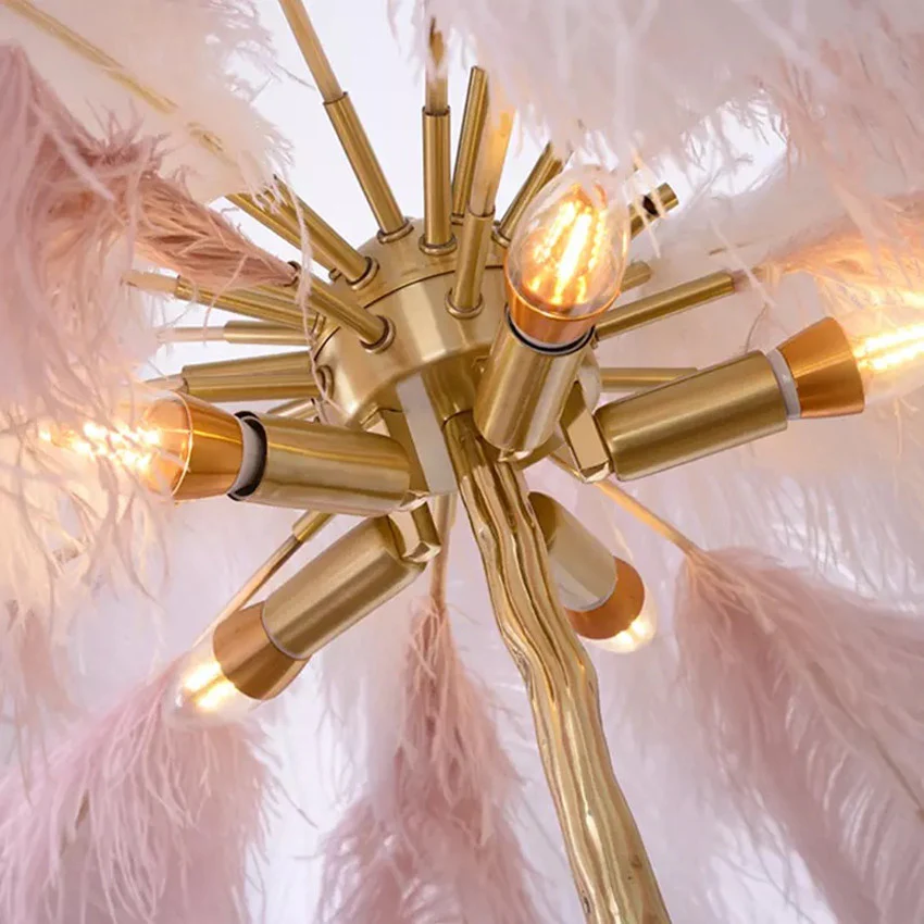 Nordic Glow Luxury Ostrich Feather Chic Floor Lamp - Image 3