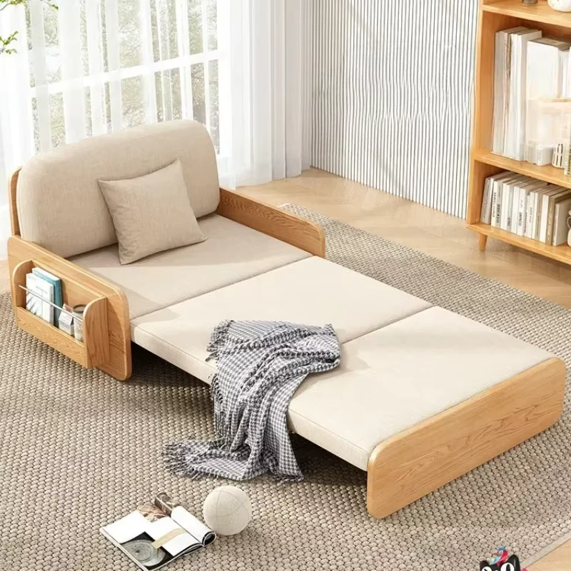 Minimalist Foldable Wooden Japanese Lazy Sofa Bed - Image 1