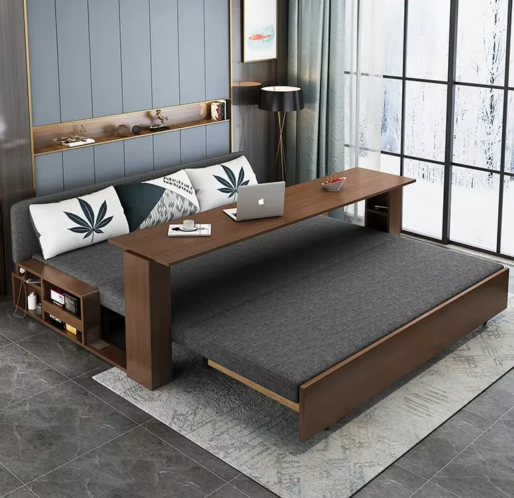 Modern Space Saving Transformable Wooden Foldable Sofa Bed - Image 1