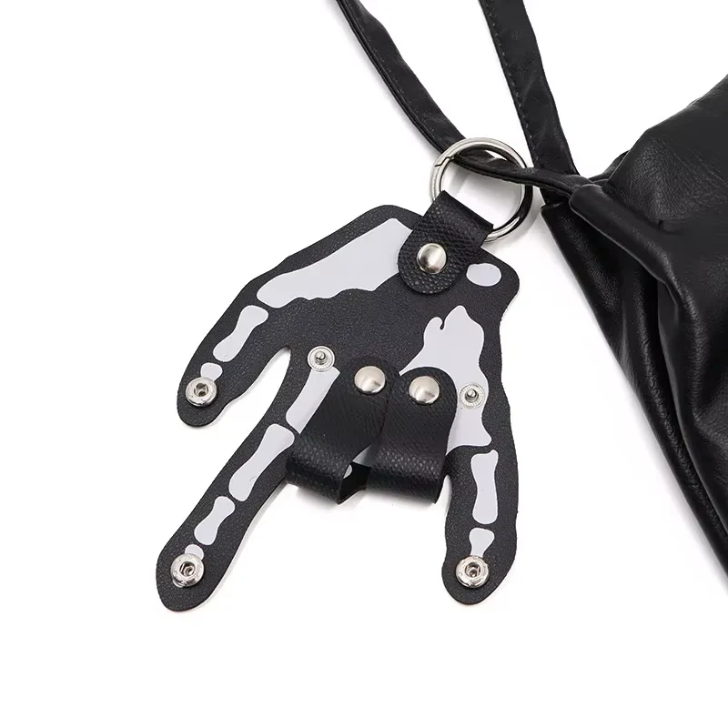 Gothic Skeleton Hand Leather Belt Clip Keychain - Image 2