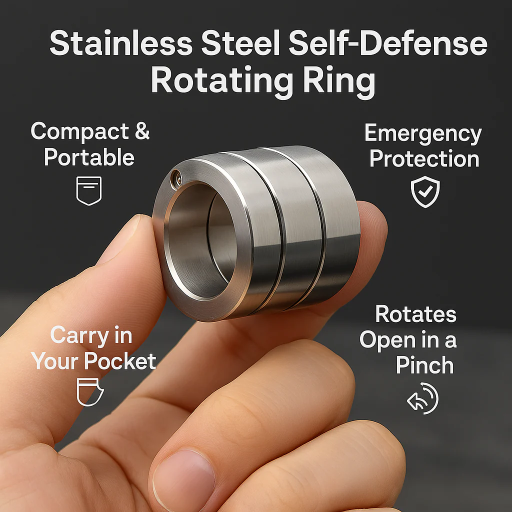 Stainless Steel Self-Defense Rotatable Foldable Ring - Image 3