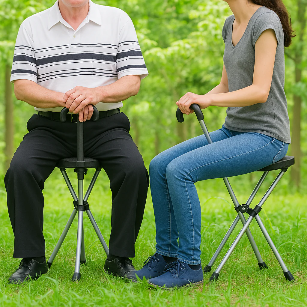 Elderly Foldable Walking Chair Stick - Image 2