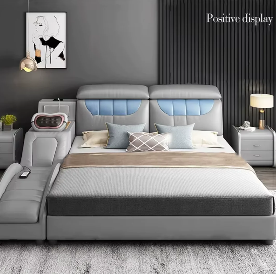 Massage System Smart Hidden Storage Leather Elegant Bed - Image 2