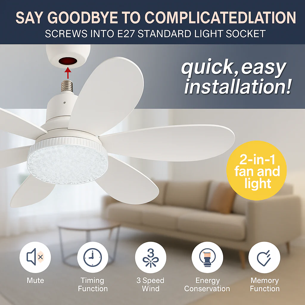Elegant Flower Energy Saving RC Ceiling Fan Lamp - Image 2
