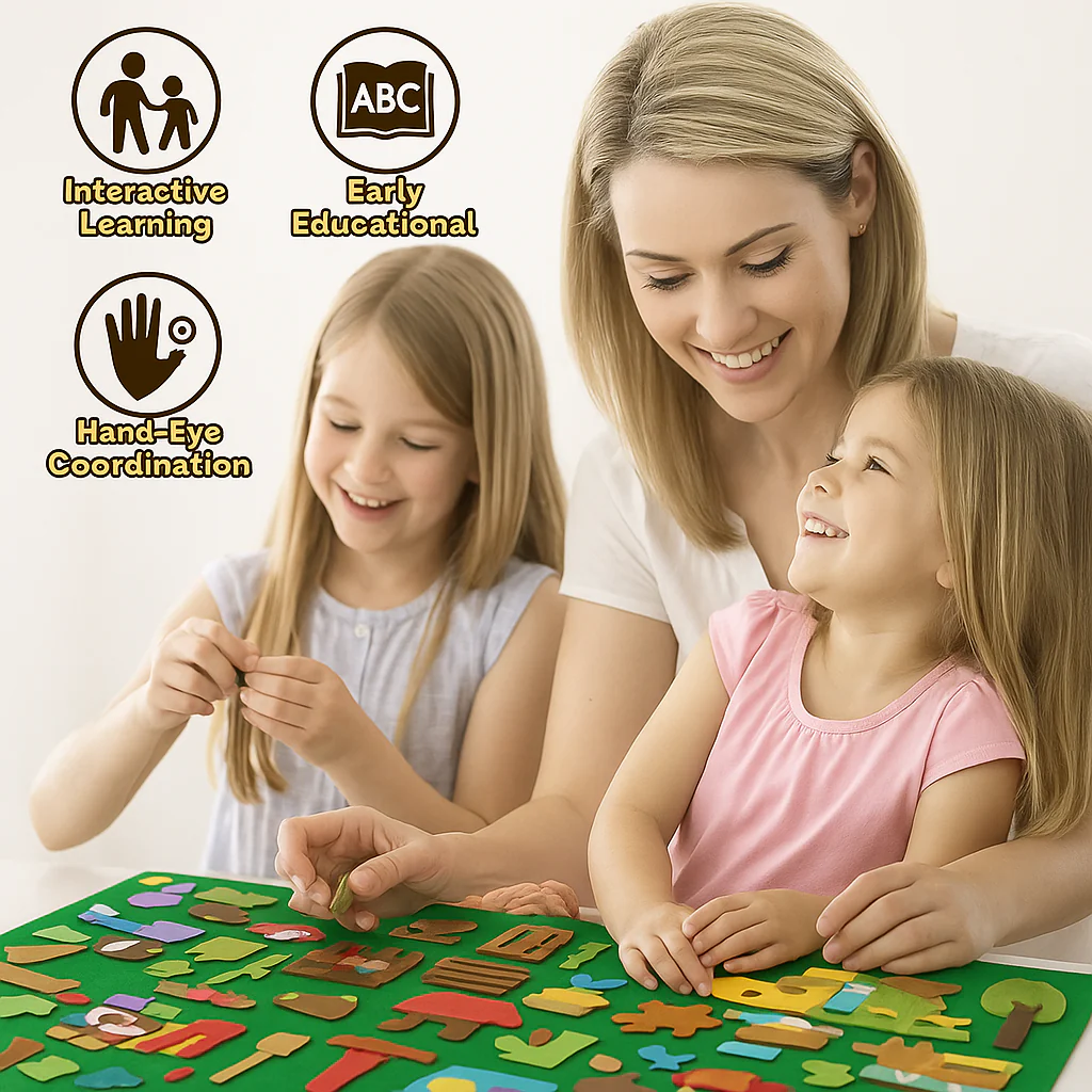 Interactive Early Learning Farm Animals Felt Story Board Set - Image 2