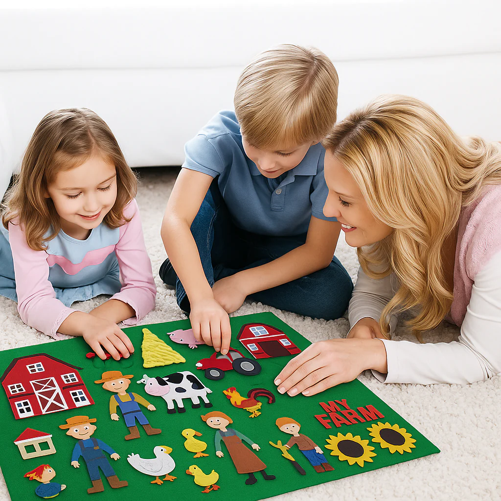 Interactive Early Learning Farm Animals Felt Story Board Set - Image 3