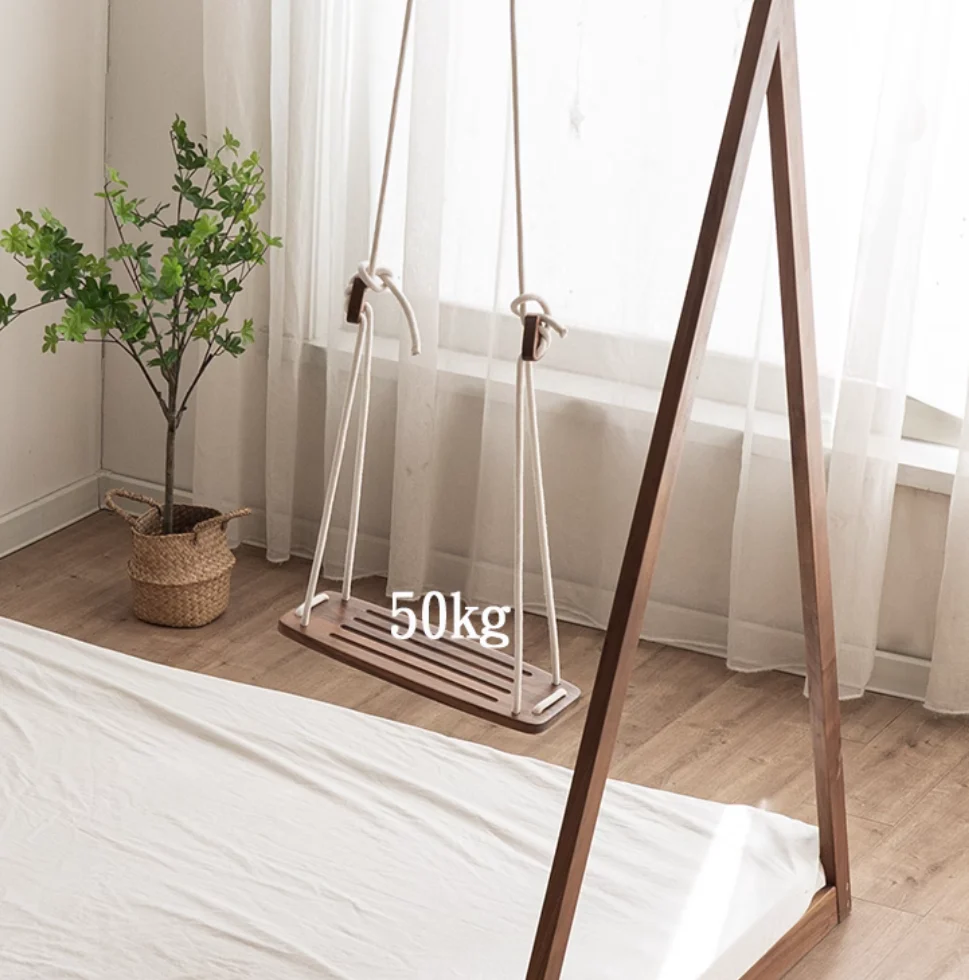 Indoor Playground Wooden Swing Kids Floor Bed - Image 3