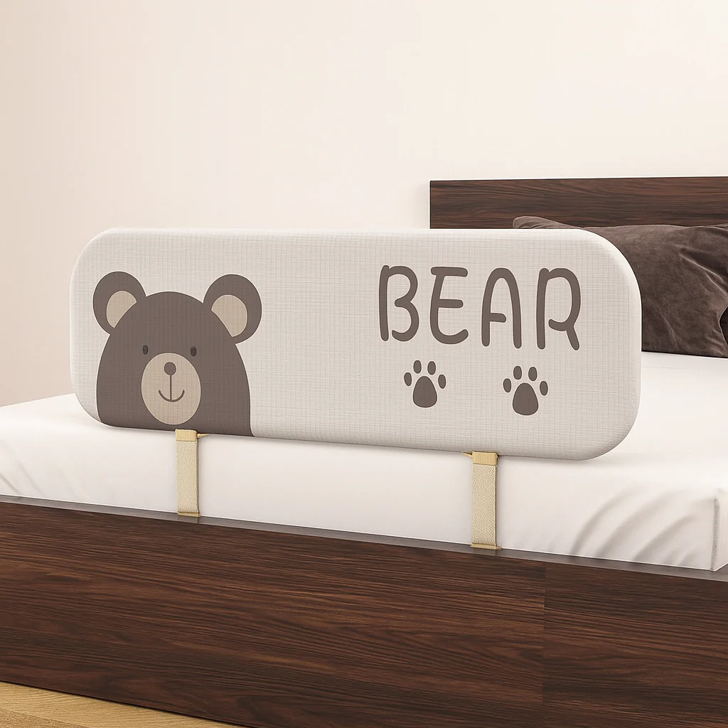 Cute Bear Anti-Fall Foldable Safety Bed Fence - Image 2