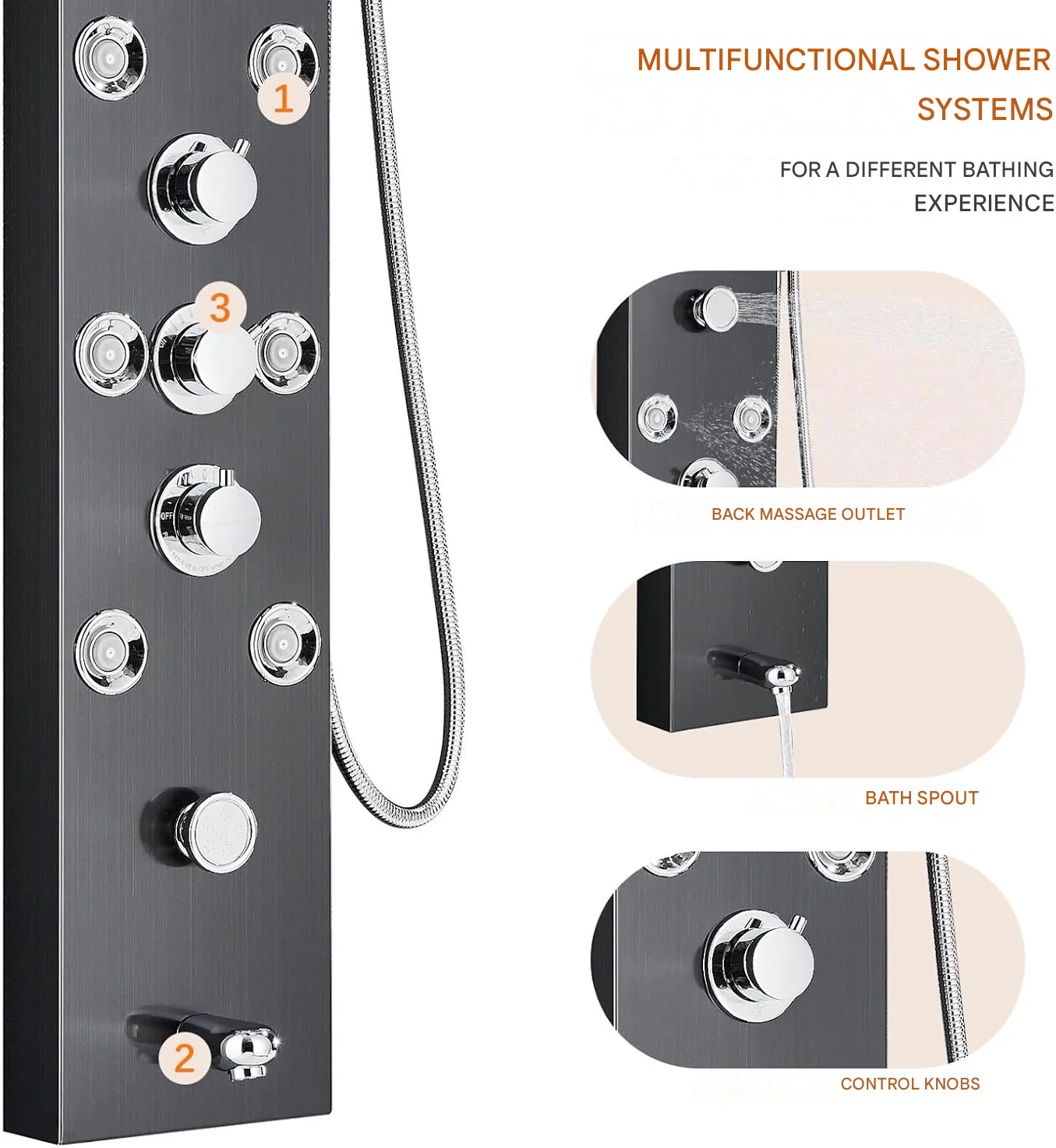 Rainfall Nordic Bathroom Digital Panel Waterfall Shower Set - Image 3
