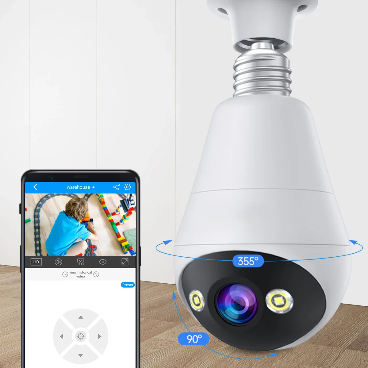 Fisheye Mini WiFi Bulb Security Camera - Image 1