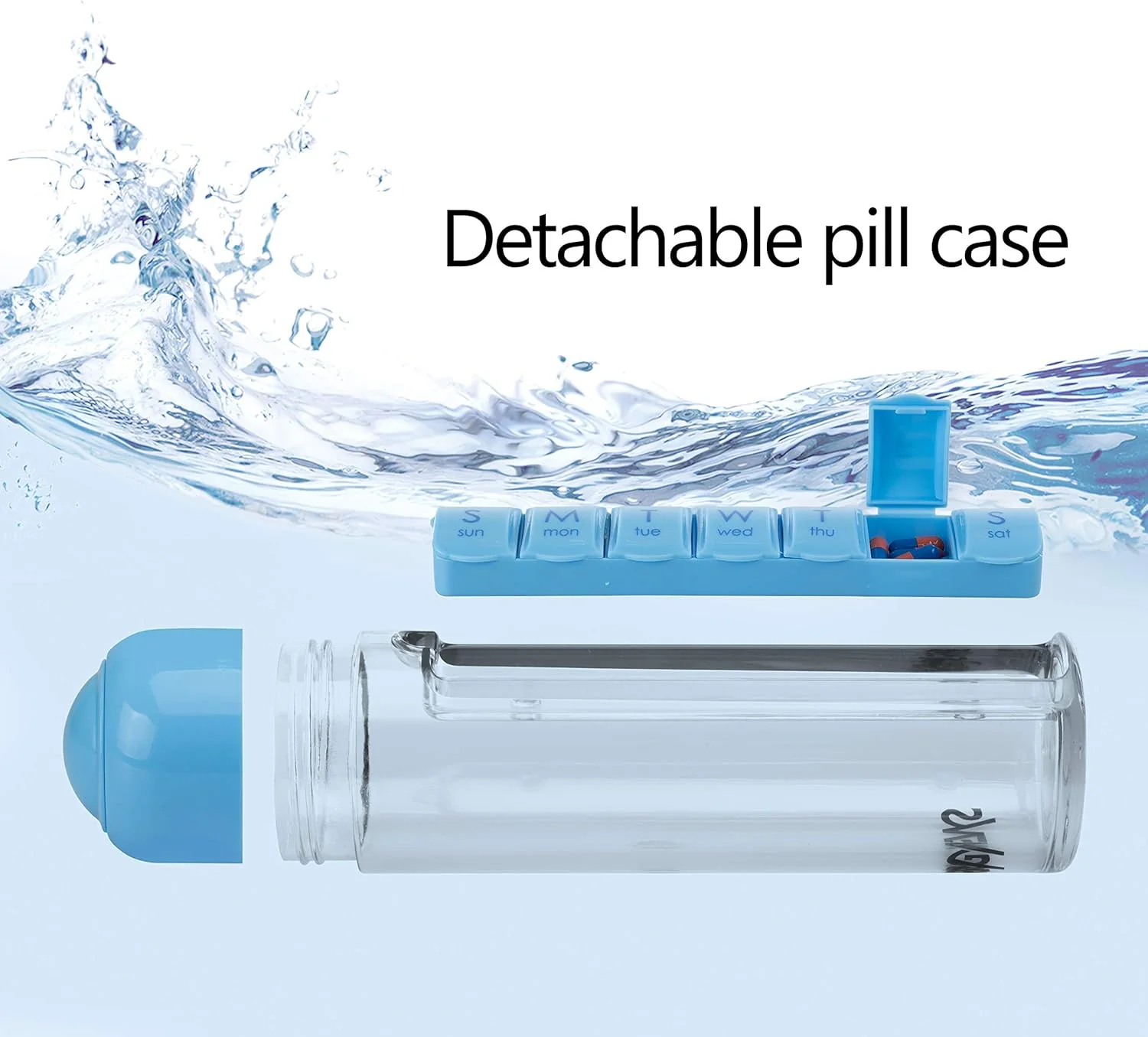 Weekly Pill Organizer Travel Water Bottle - Image 2