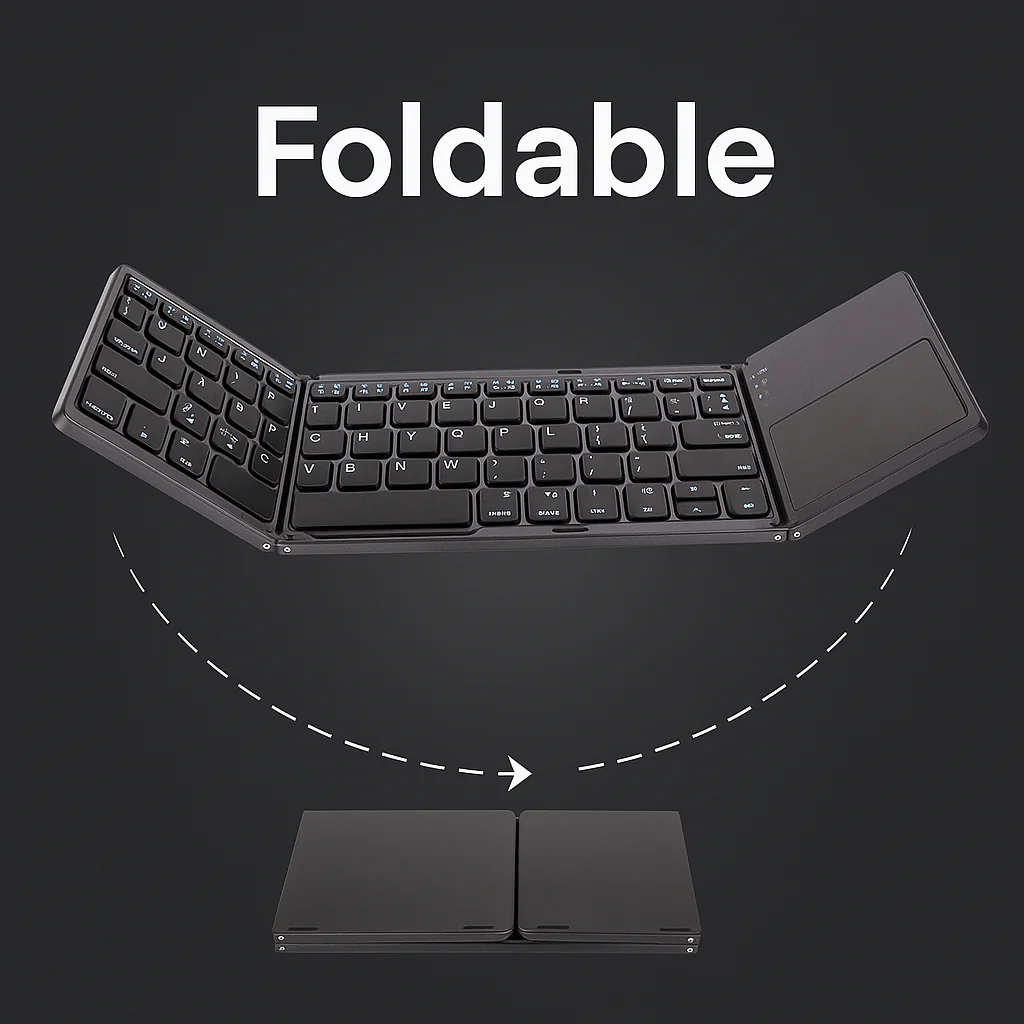 Universal Mini Foldable Wireless Keyboard with Touchpad - Image 3