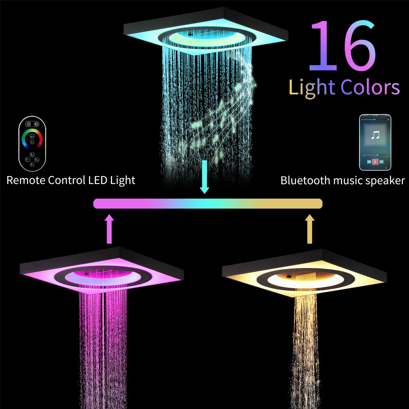 Rainfall Smart LED Music Shower System - Image 3