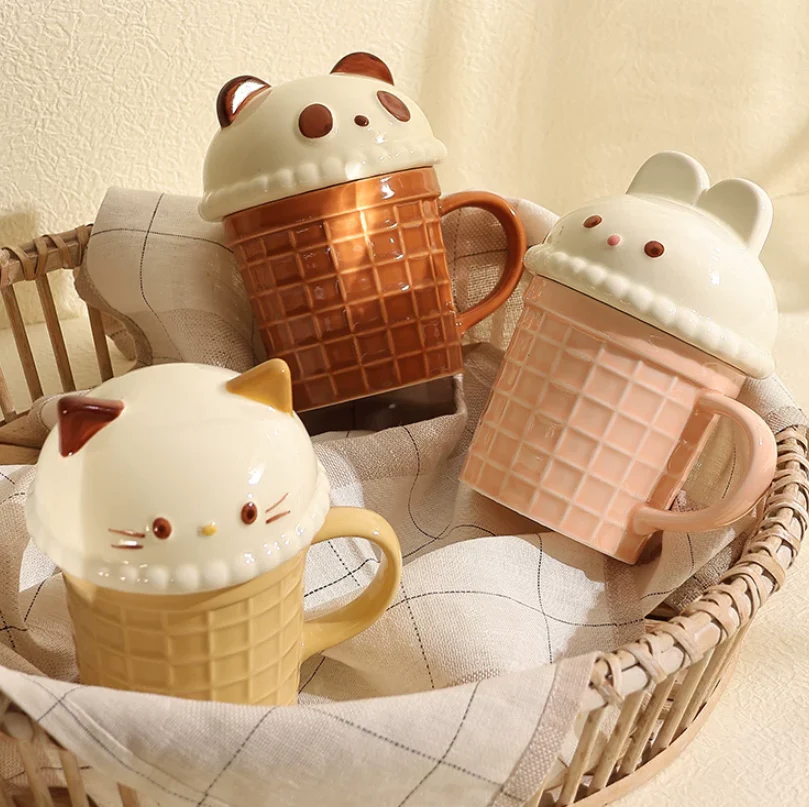 Cartoon Ice Cream Animal Ceramic Mug - Image 3