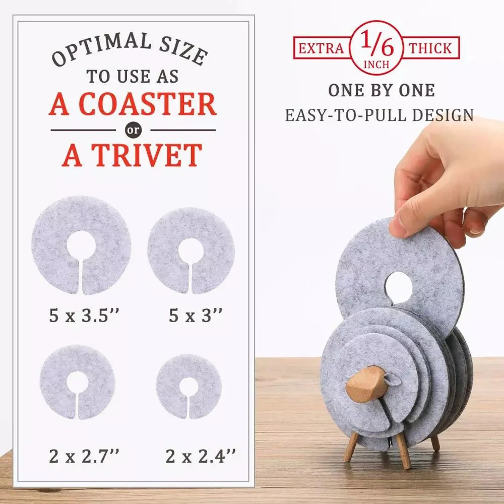 Insulated Non-Slip Sheep Coaster Set - Image 3