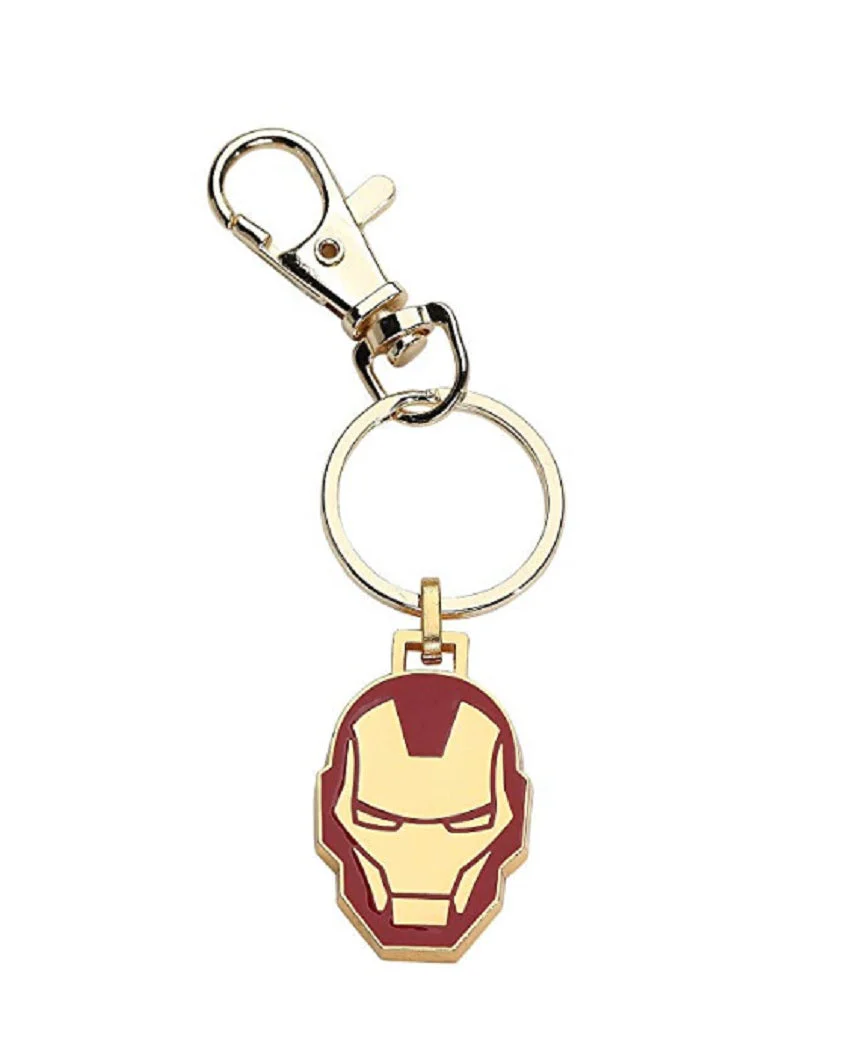 Marvel Metal Iron Man Head Gold Plated Stainless Steel KeyChain - Image 1