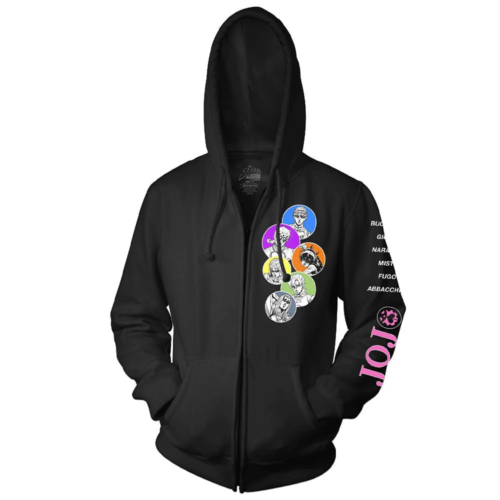JoJo’s Bizarre Adventure Character Bubbles – Front Back & Sleeve Print – Licensed Adult Zip Up Hoodie