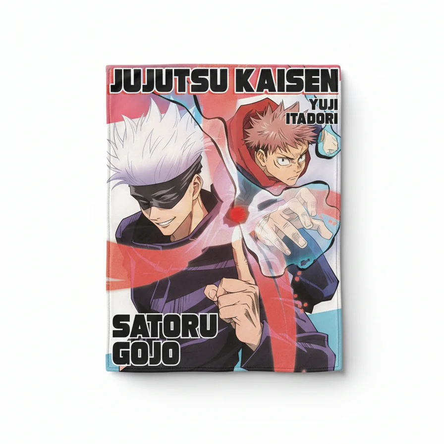 Jujutsu Kaisen - Newtype Art Satoru Gojo & Yuji Itadori Throw Blanket 60in By 46in - Image 1