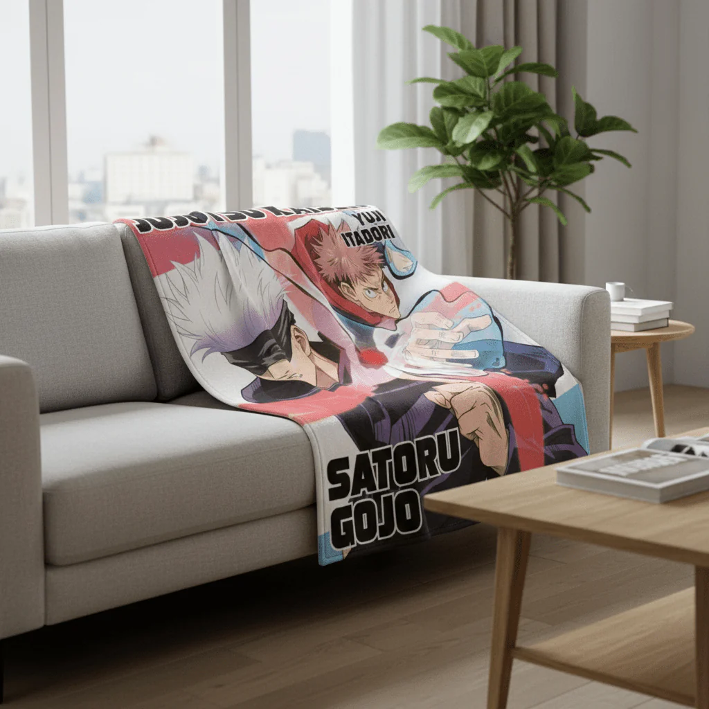 Jujutsu Kaisen - Newtype Art Satoru Gojo & Yuji Itadori Throw Blanket 60in By 46in - Image 2