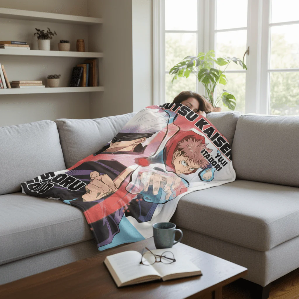 Jujutsu Kaisen - Newtype Art Satoru Gojo & Yuji Itadori Throw Blanket 60in By 46in - Image 3