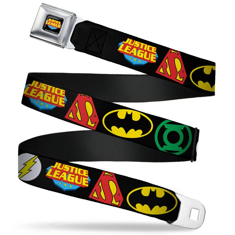 Justice League JLA Batman Superman Flash Symbol DC Comics Seatbelt Belt - Image 1