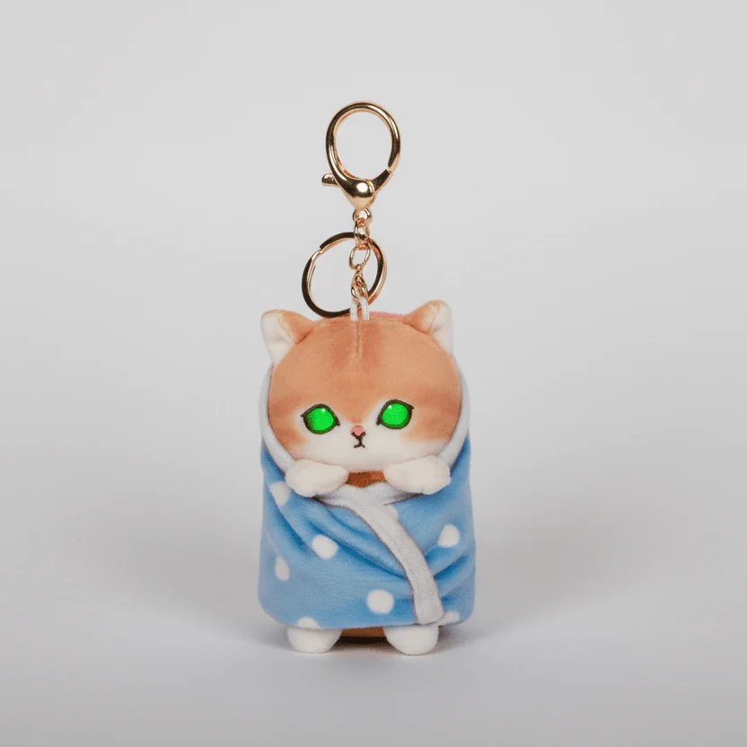 Mofusand Blue Blanket Cat Plush Keychain - Image 2