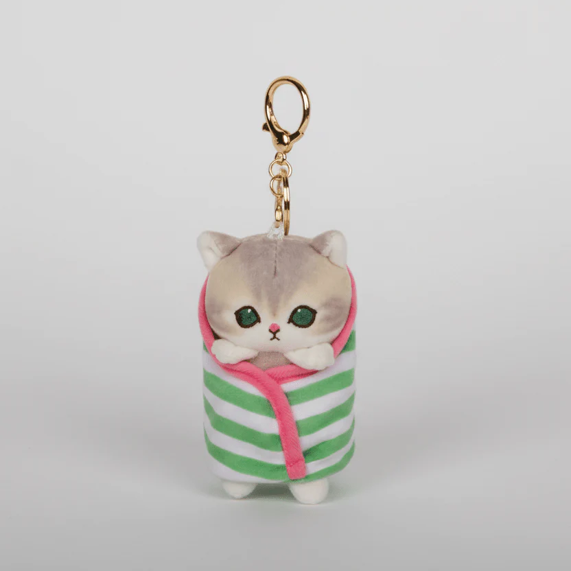 Mofusand Striped Blanket Cat Plush Keychain - Image 2