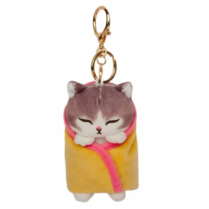 Mofusand Sleepy Cat Plush Keychain - Image 1