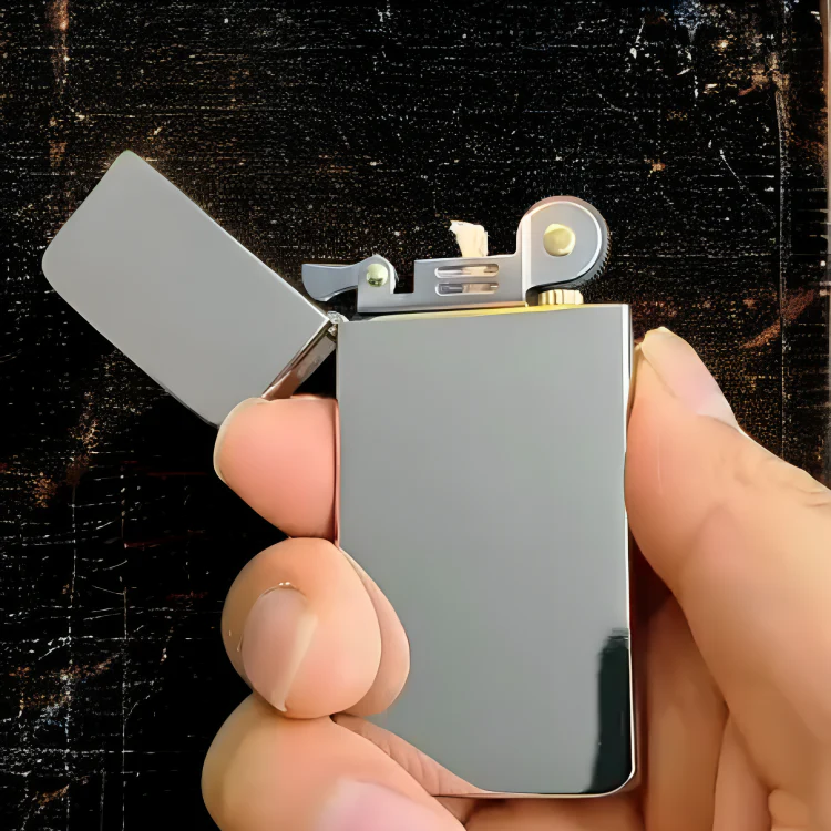 Simple Brushed Ultra Thin Windproof Copper Lighter - Image 3