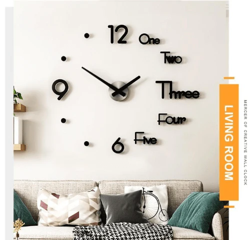 3D Large DIY Modern Number Wall Clock - Image 2