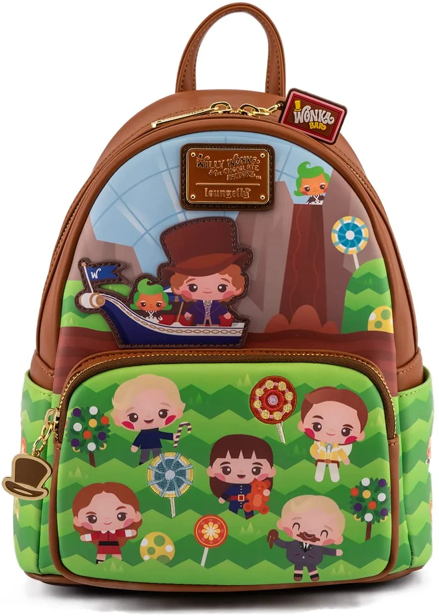 Loungefly Charlie and the Chocolate Factory Wonka 50th Anniversary Womens Double Strap Shoulder Bag Purse - Image 1