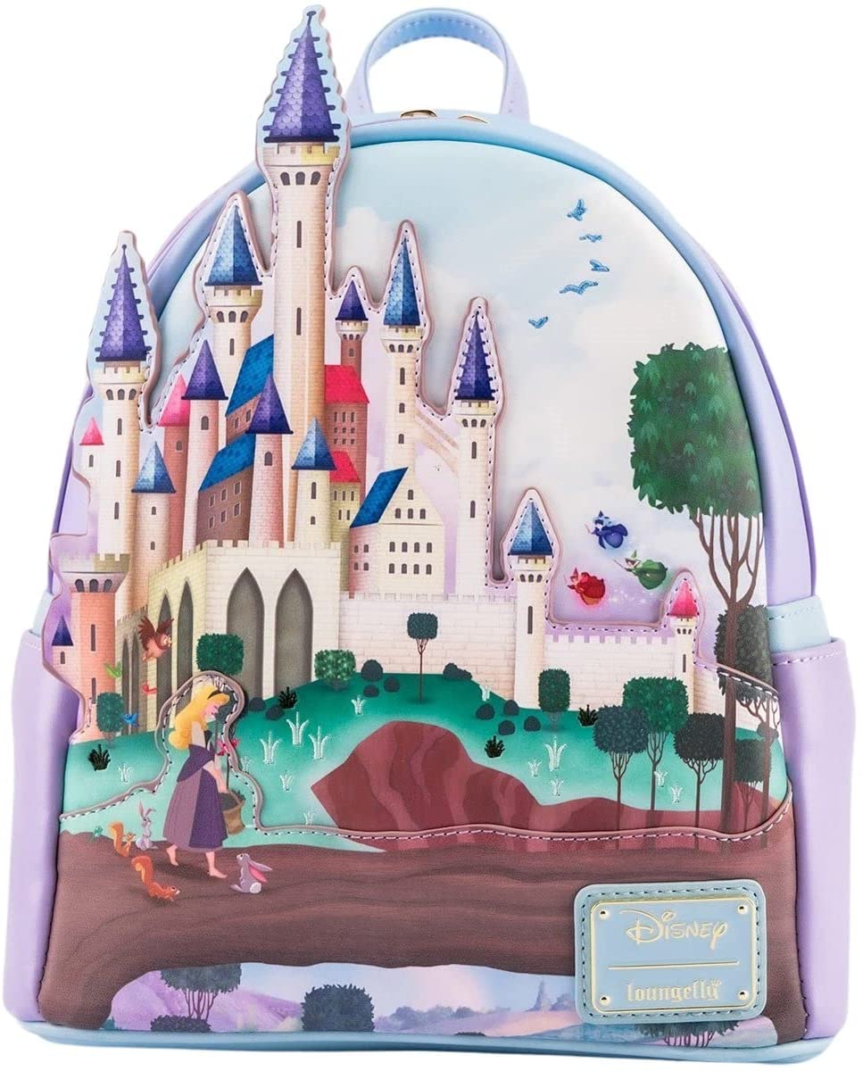 Loungefly Disney Princess Castle Series Sleeping Beauty Womens Double Strap Shoulder Bag Purse Backpack - Image 1