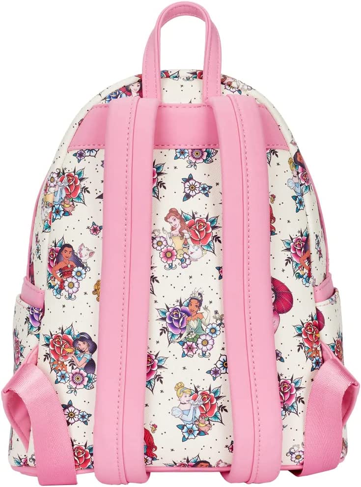 Loungefly Disney Princess Tattoo All Over Print Womens Double Strap Shoulder Bag Purse Backpack - Image 3