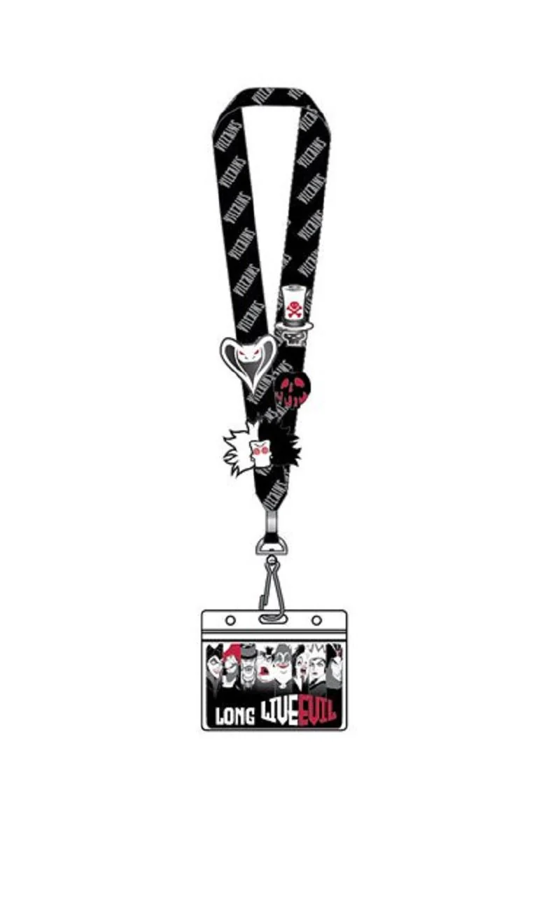Loungefly Disney Villains Group Lanyard with 4 Enamel Pins Set