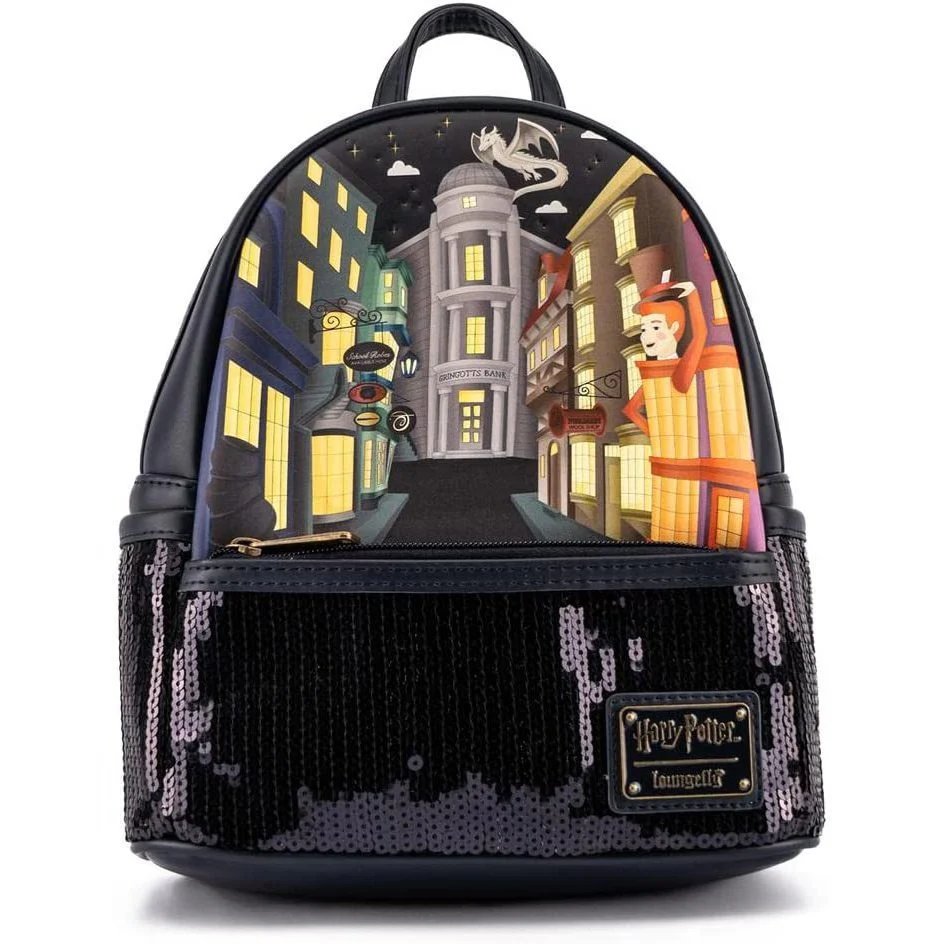 Loungefly Harry Potter Diagon Alley Sequin Womens Double Strap Shoulder Bag Purse - Image 1