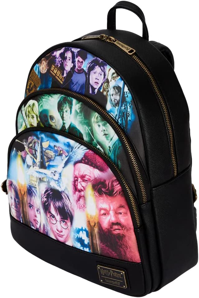 Loungefly Harry Potter Trilogy Triple Pocket Womens Double Strap Shoulder Bag Purse Backpack - Image 2