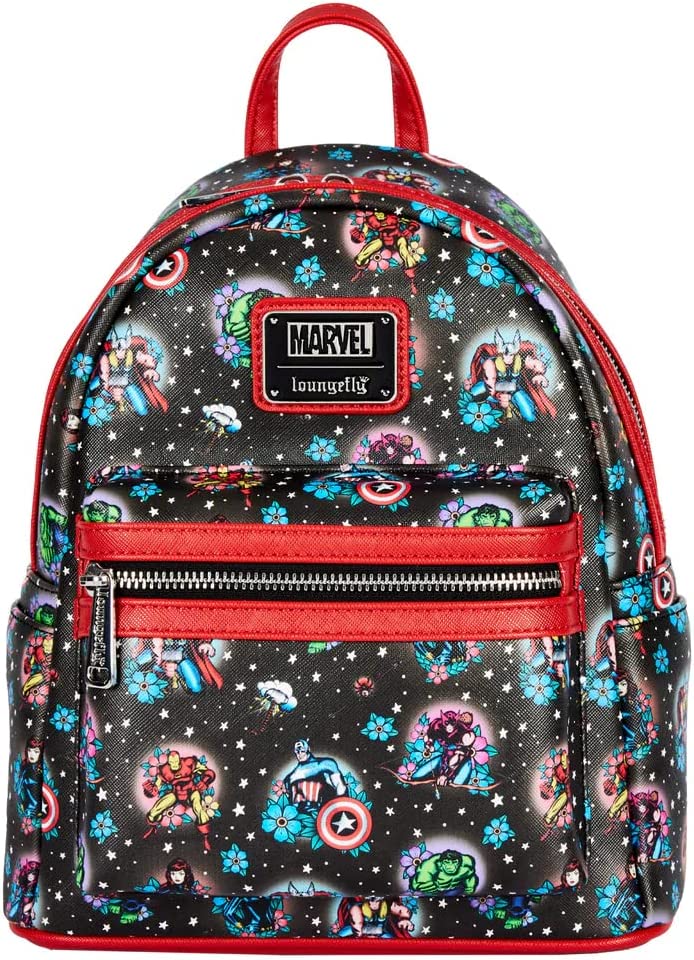 Loungefly Marvel Avengers Tattoo Women Backpack Double Strap Shoulder Bag Purse - Image 1