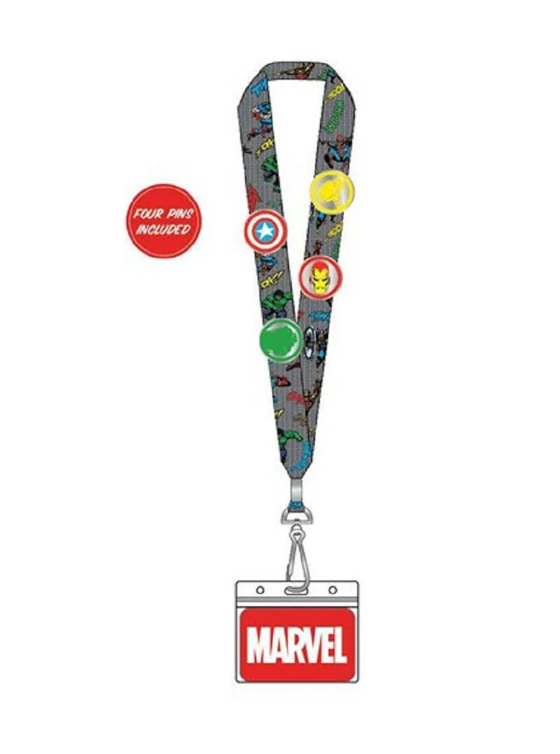 Loungefly Marvel Classic Avengers Crew Lanyard with Enamel Pins - Image 1