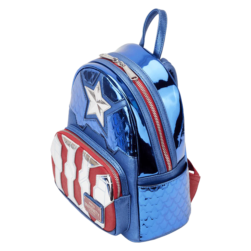 Loungefly Marvel Metallic Captain America Cosplay Mini Backpack