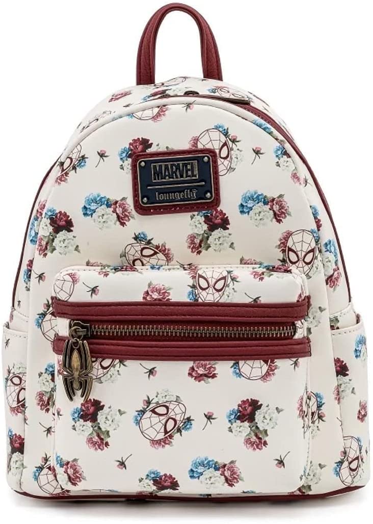 Loungefly Marvel Spider-man Floral All Over Print Womens Double Strap Shoulder Backpack Bag - Image 1